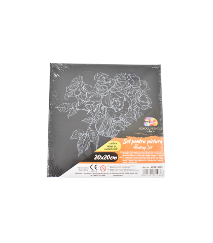 Panza predesenata pe sasiu neagra 20*20cm trandafiri mcpp202n57