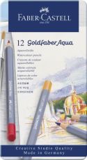 Creioane Colorate Aquarelle, 12 Culori, Goldfaber, Cutie Metalică, FC114612
