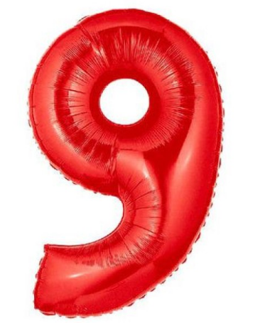 Balon folie aluminiu rosu cifra 9 46cm                      
