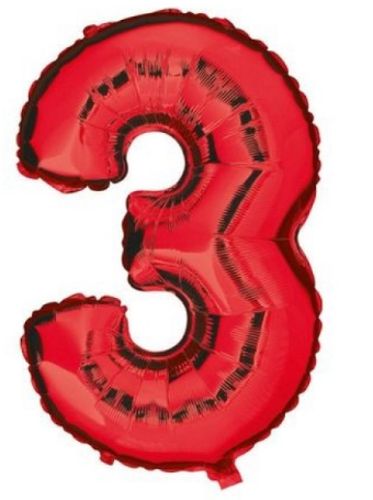 Balon folie aluminiu rosu cifra 3 46cm                      