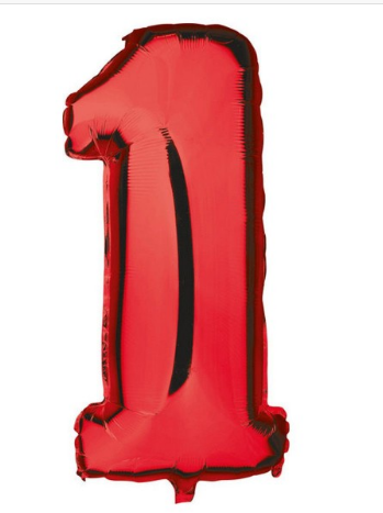 Balon folie aluminiu rosu cifra 1 46cm                      