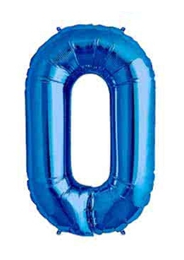 Balon folie aluminiu albastru cifra 0 46cm                  