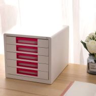 Cabinet 5 sertare alb/roz deli dlez01043