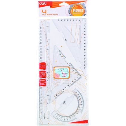 Set Geometrie 4 Piese Transparent Eg00512 Deli Dleg00512