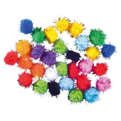 Accesorii craft - pom pom glitter color 15mm 30/set 137471