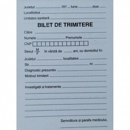 Bilet de trimitere gold color                               