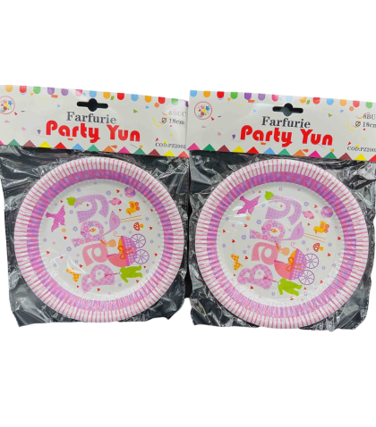 Farfurii party 18cm pz2002 8/set baby roz