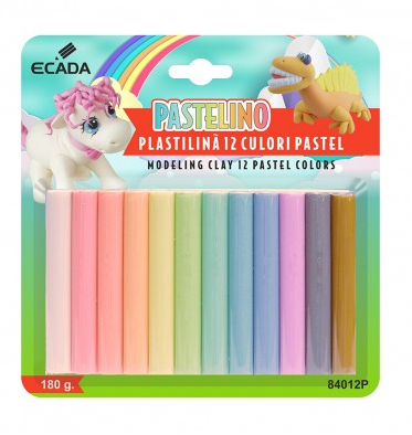 Plastilina 12 culori pastel Ecada                           