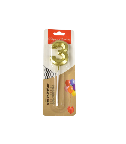 Lumanare aniversara cifra 3 5cm auriu