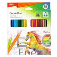 Creioane Colorate Plastic, 24 Culori, Deli DLEC113-24