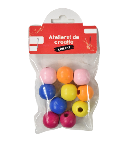 Accesorii craft - bilute lemn color 10/set