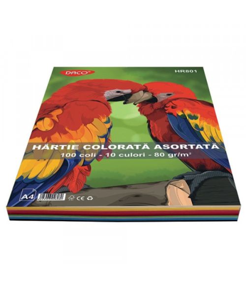 Hartie colorata hr801 a4 100coli 10cul daco 80g/mp          