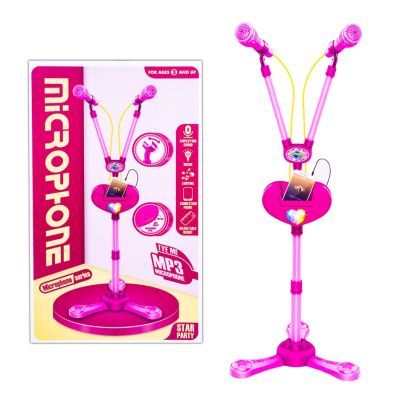 Microfon dublu cu baterii si suport pentru fete 5015a