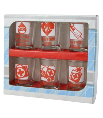 Set 6 pahare sticla spital 35ml