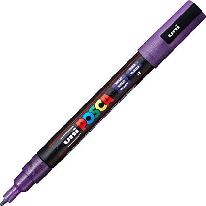 Marker uni pc-3m posca 09-13mm cu sclipici violet