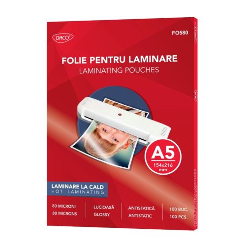 Folie laminare a5 80 microni 100/top daco fo580