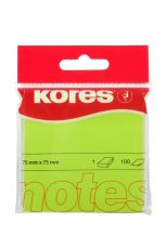 Notes adeziv 75*75mm verde neon 100 file kores ko47077
