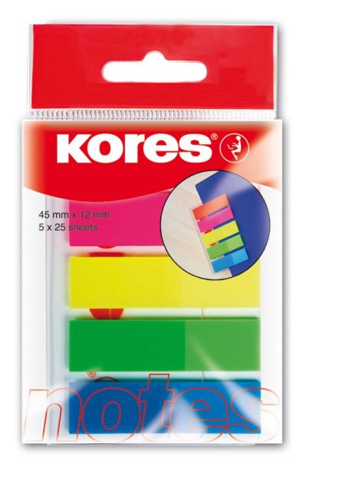 Index plastic 12*45mm 5 cul 25 file kores ko45105