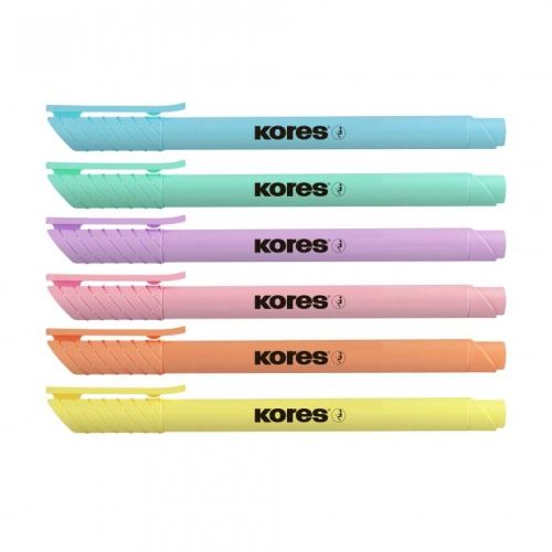 Textmarker set 6 pastel slim cut pl kores ko36246