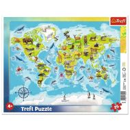 Puzzle 25 plansa harta lumii cu animale 31340