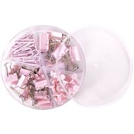 Set accesorii birou (agrafe, clipsuri, pioneze) roz dl78555