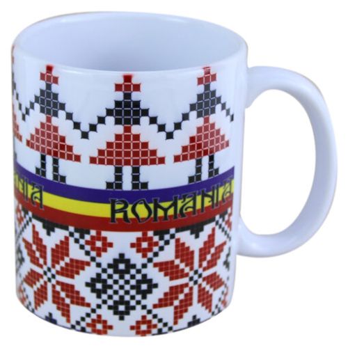 Cana ceramica romania cu motive traditionale 330 ml 2104