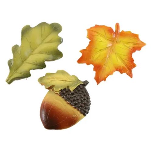 Set 3 decor toamna din rasina frunze+ ghinda 045246