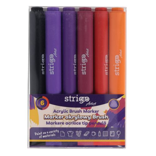 Markere acrilice strigo tip pensula 6culori ssc434
