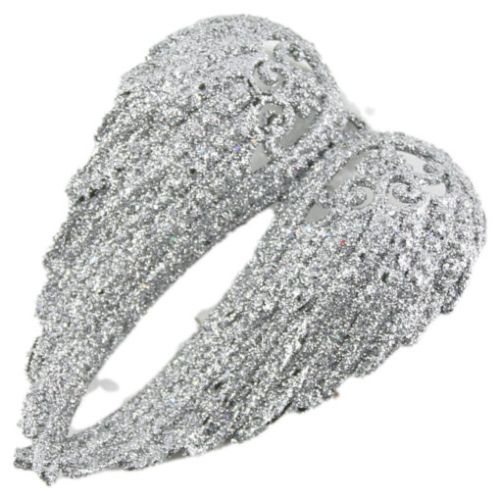 Ornament brad glitter aripi inger 15 cm auriu/argintiu 19833