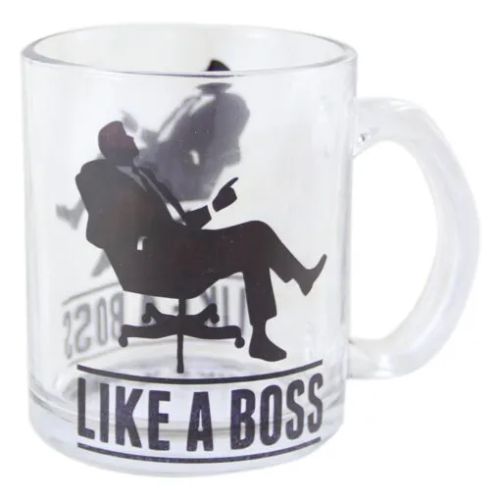 Cana din sticla transparenta like a boss 300 ml 8009