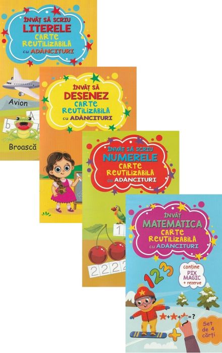 Set 4 carti reutilizabile cu adancituri